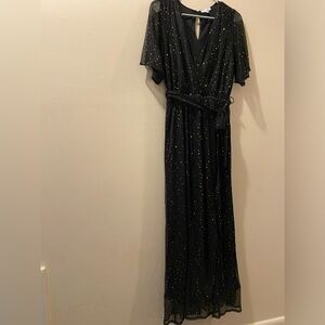 Baltic Born Black Maxi Dress with Gold Accents